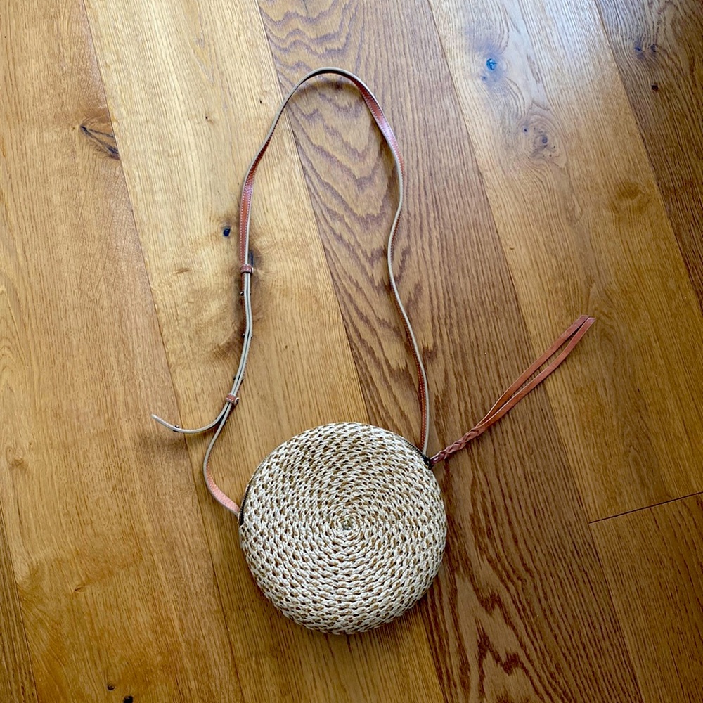 Eric Javits Natural Woven Circle Crossbody Bag